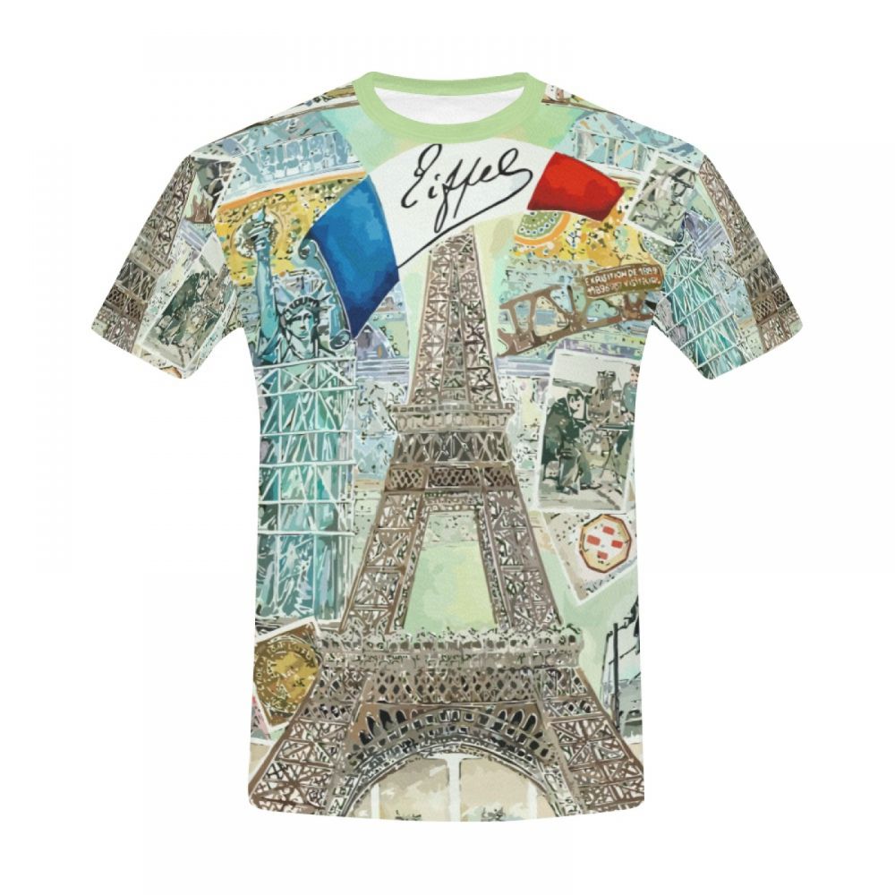 Men's Watercolor Art France Eiffel Tower Short T-shirt Canada