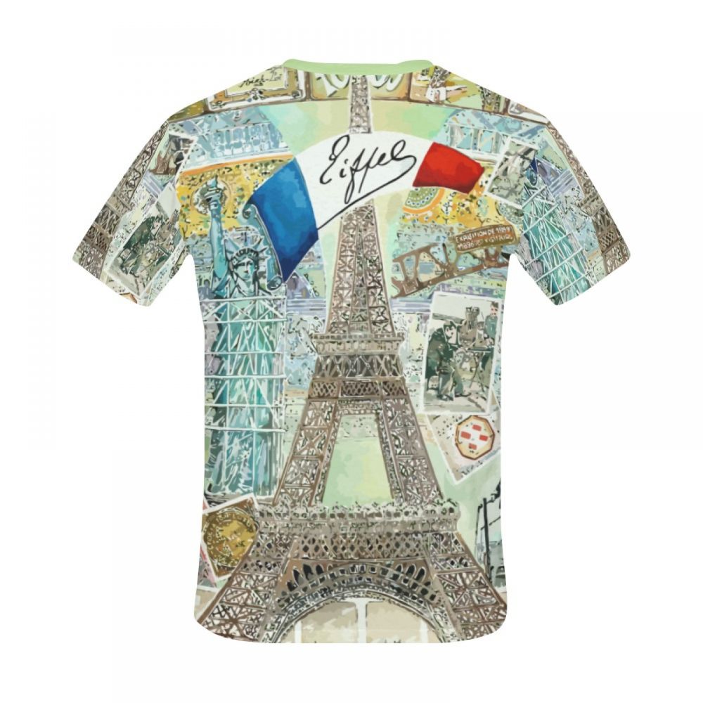 Men's Watercolor Art France Eiffel Tower Short T-shirt Canada