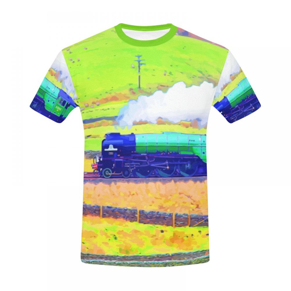 Men's Landscape Art Train Pastoral Short T-shirt Canada