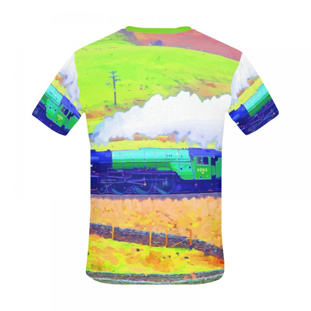 Men's Landscape Art Train Pastoral Short T-shirt Canada