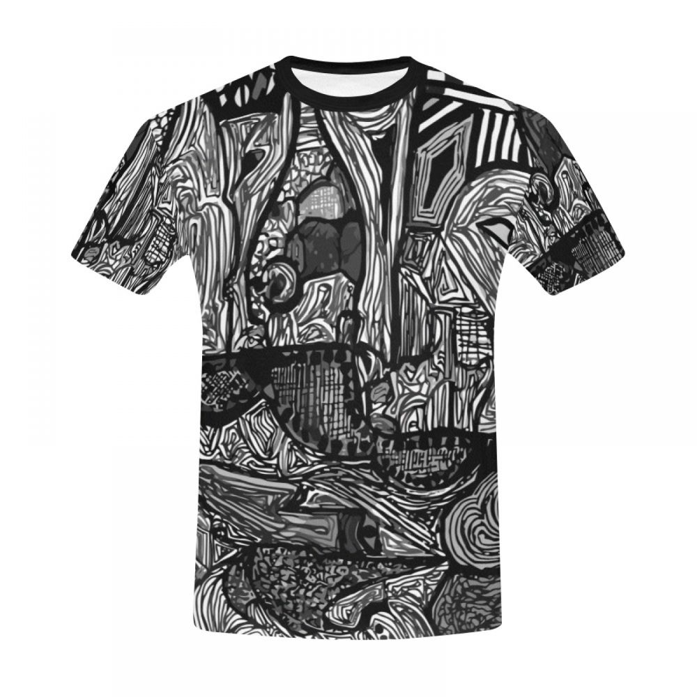 Men's Art Black And White World Short T-shirt Canada