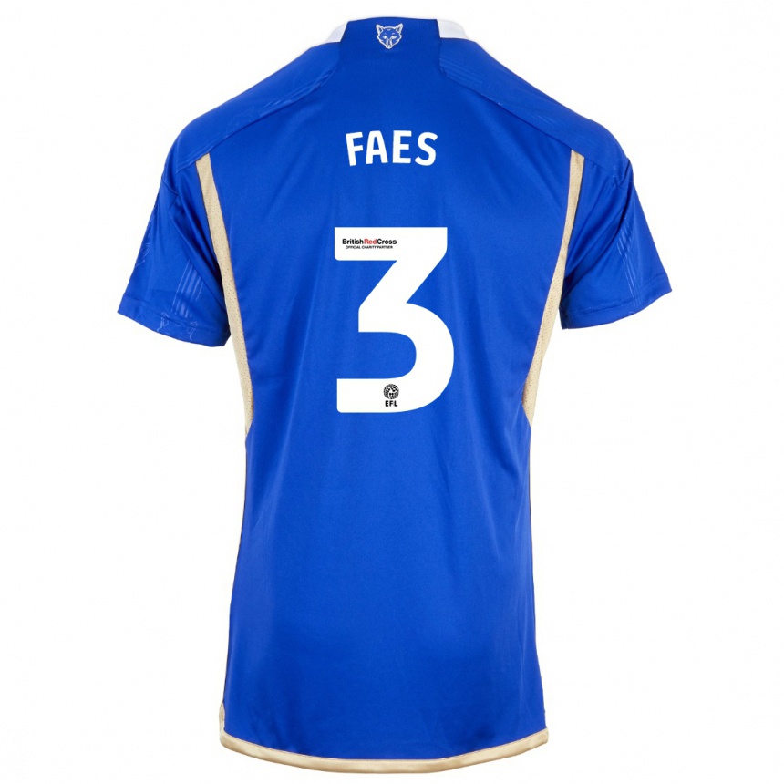 Kids Football Wout Faes #3 Blue Home Jersey 2023/24 T-Shirt Canada