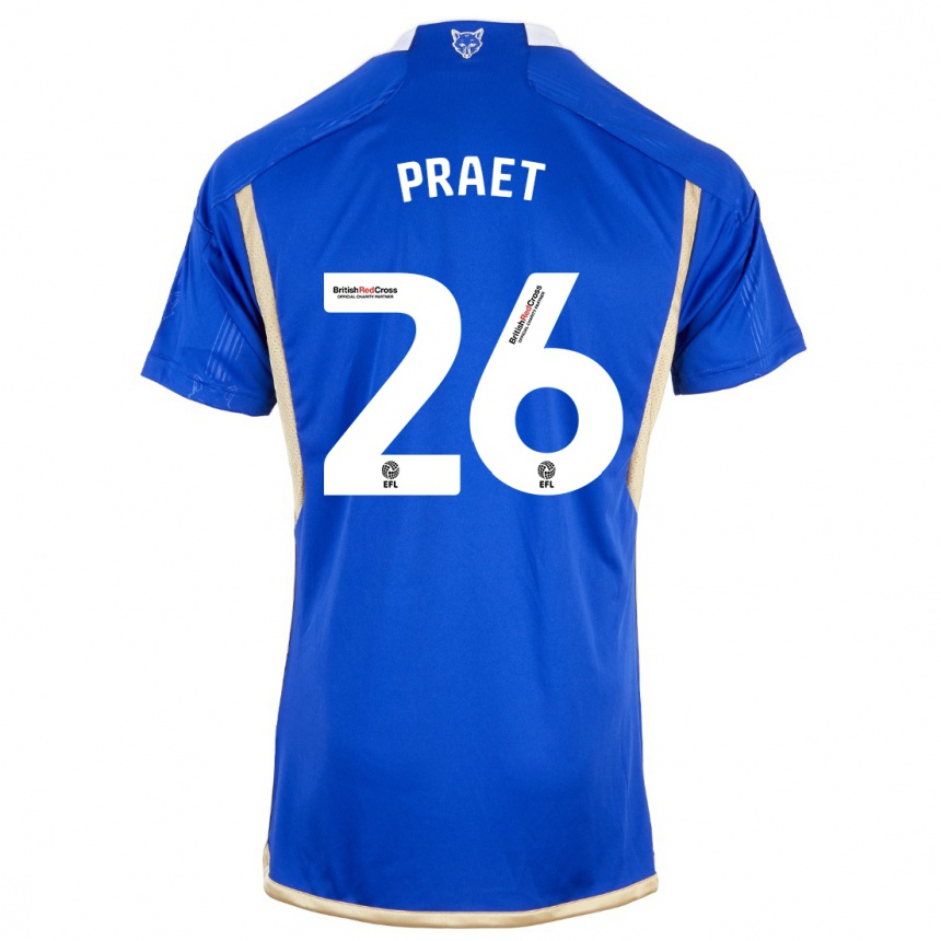 Kids Football Dennis Praet #26 Blue Home Jersey 2023/24 T-Shirt Canada