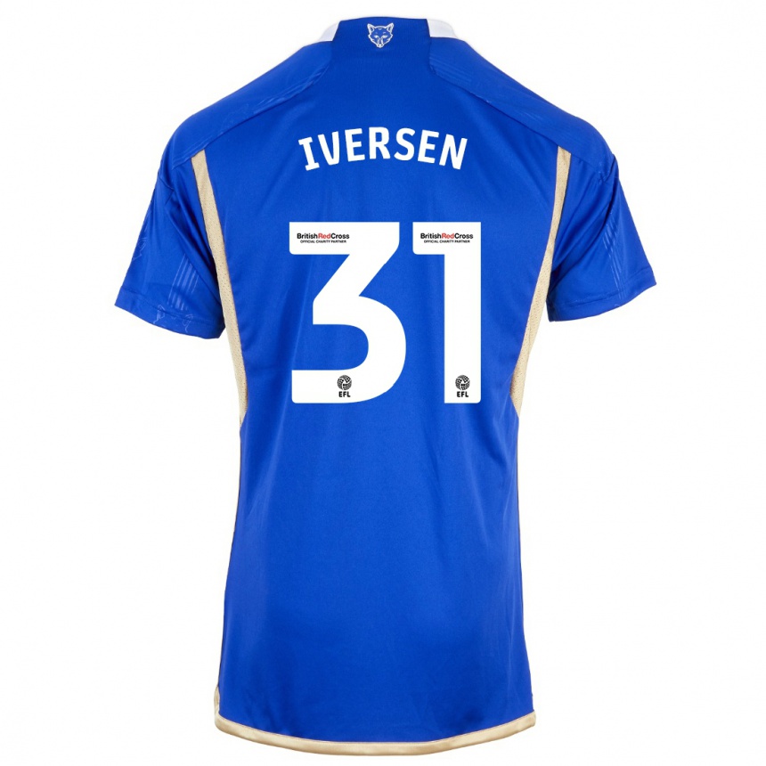 Kids Football Daniel Iversen #31 Blue Home Jersey 2023/24 T-Shirt Canada