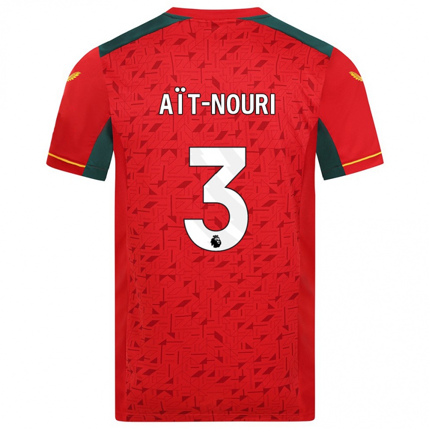 Kids Football Rayan Aït-Nouri #3 Red Away Jersey 2023/24 T-Shirt Canada