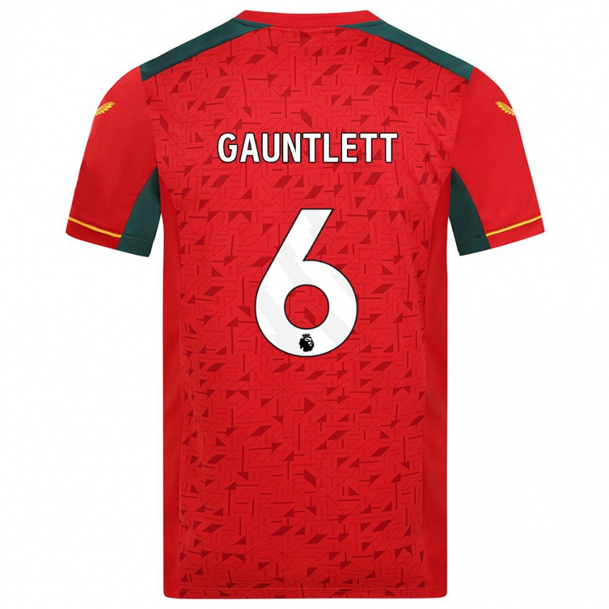 Kids Football Maz Gauntlett #6 Red Away Jersey 2023/24 T-Shirt Canada