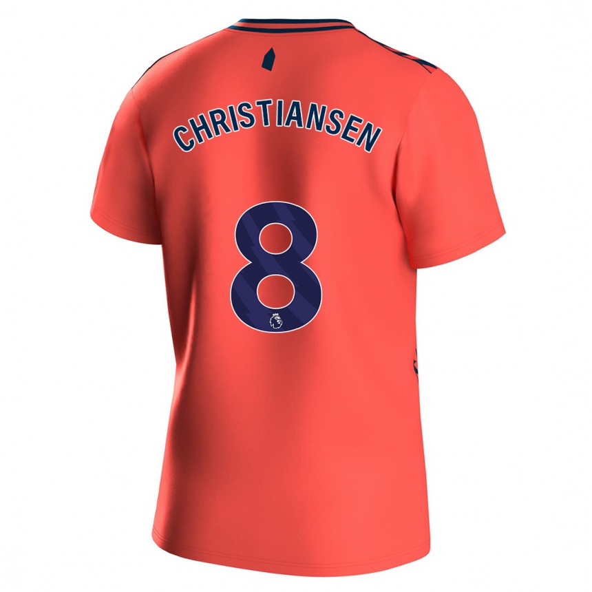 Kids Football Izzy Christiansen #8 Coral Away Jersey 2023/24 T-Shirt Canada