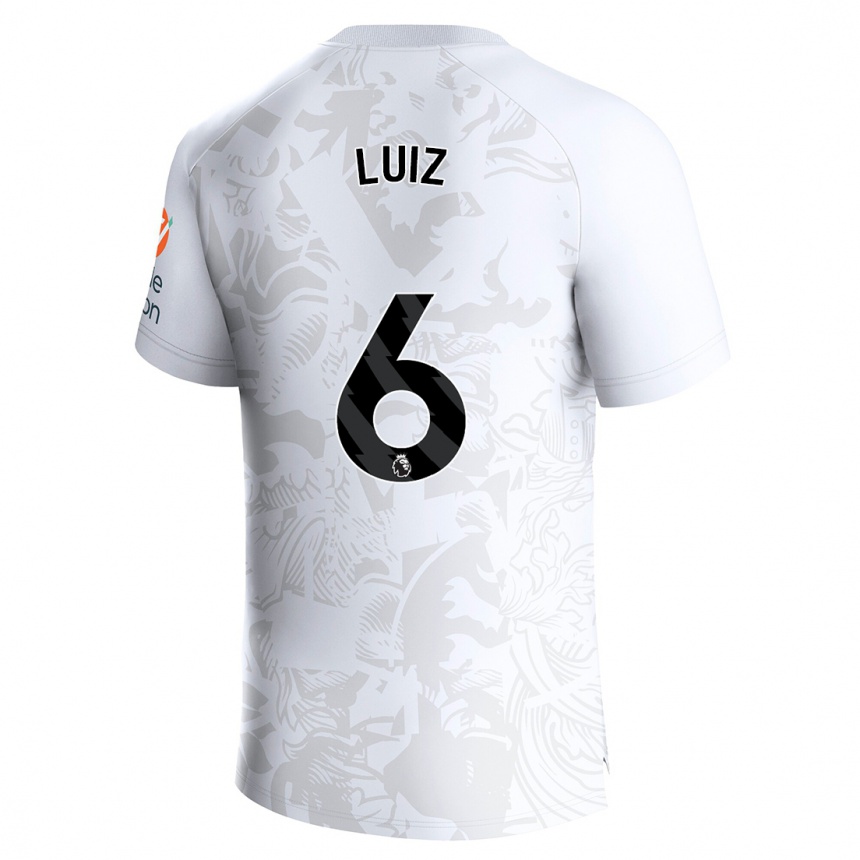 Kids Football Douglas Luiz #6 White Away Jersey 2023/24 T-Shirt Canada