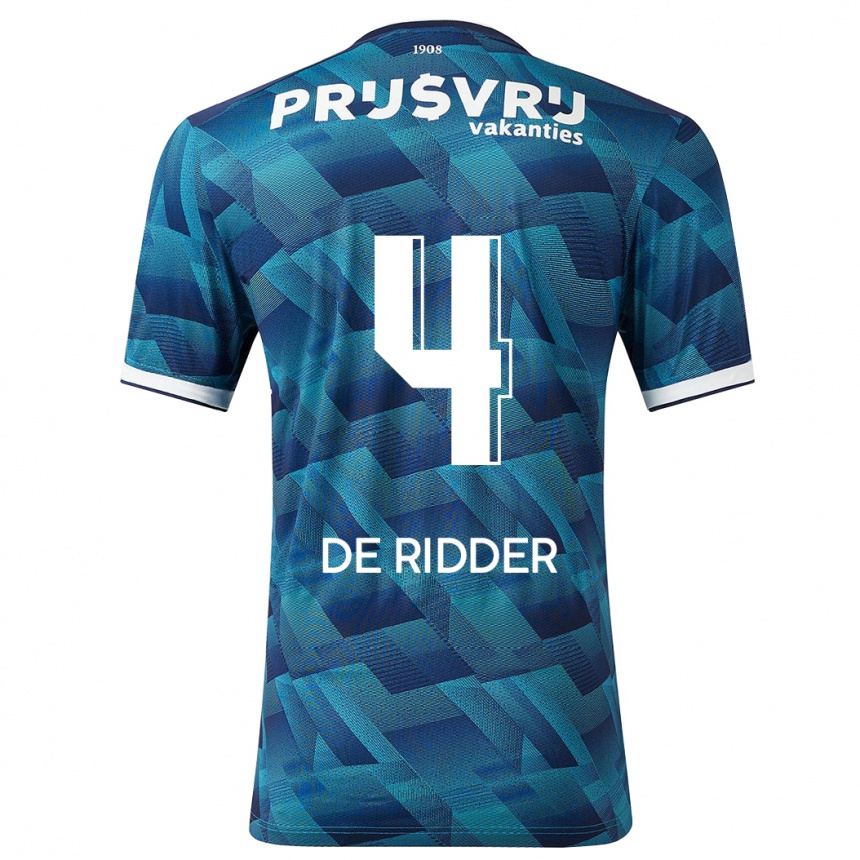 Kids Football Robine De Ridder #4 Blue Away Jersey 2023/24 T-Shirt Canada