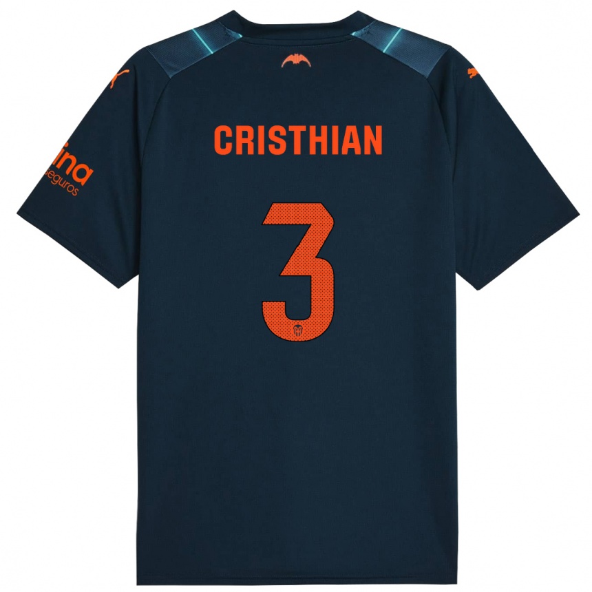 Kids Football Cristhian Mosquera #3 Marine Blue Away Jersey 2023/24 T-Shirt Canada