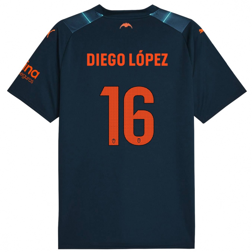 Kids Football Diego López #16 Marine Blue Away Jersey 2023/24 T-Shirt Canada