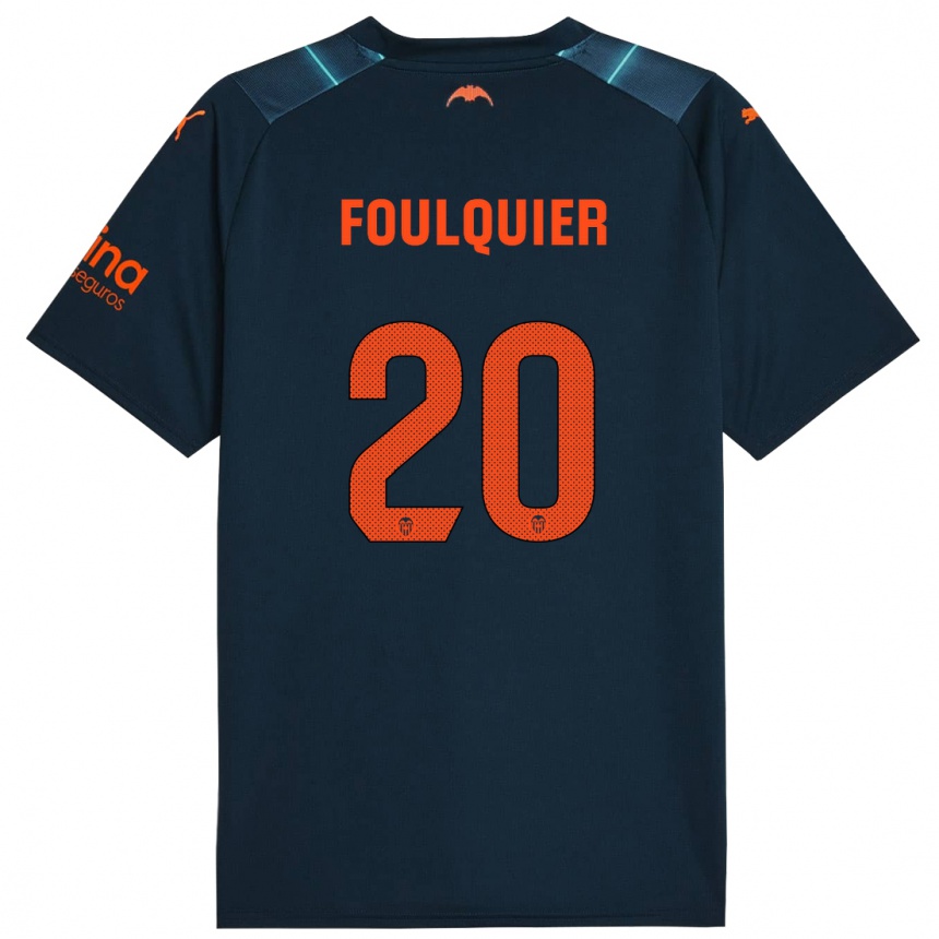 Kids Football Dimitri Foulquier #20 Marine Blue Away Jersey 2023/24 T-Shirt Canada