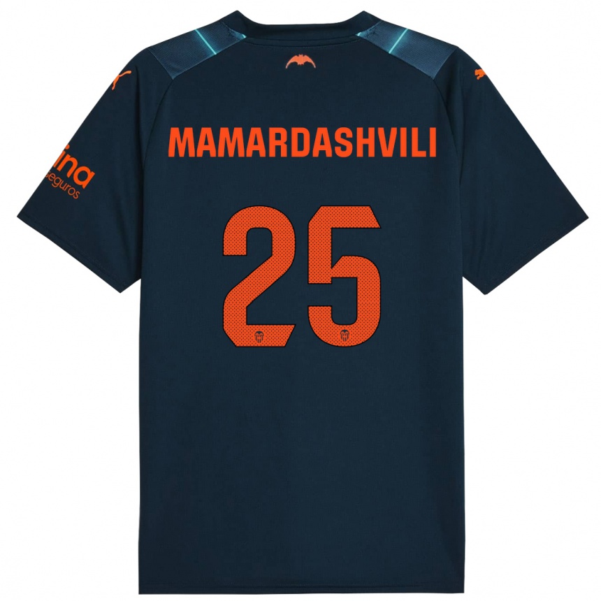 Kids Football Giorgi Mamardashvili #25 Marine Blue Away Jersey 2023/24 T-Shirt Canada