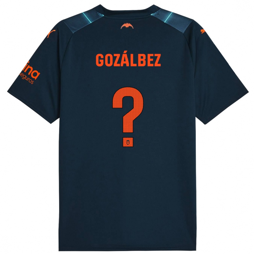 Kids Football Pablo Gozálbez #0 Marine Blue Away Jersey 2023/24 T-Shirt Canada