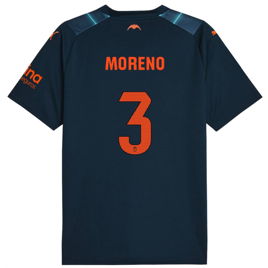 Kids Football Diego Moreno #3 Marine Blue Away Jersey 2023/24 T-Shirt Canada