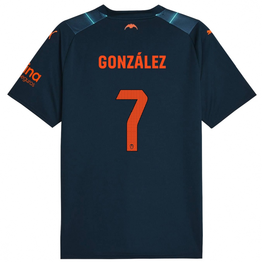 Kids Football Hugo González #7 Marine Blue Away Jersey 2023/24 T-Shirt Canada