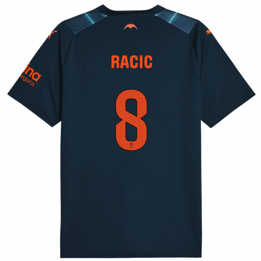 Kids Football Uros Racic #8 Marine Blue Away Jersey 2023/24 T-Shirt Canada