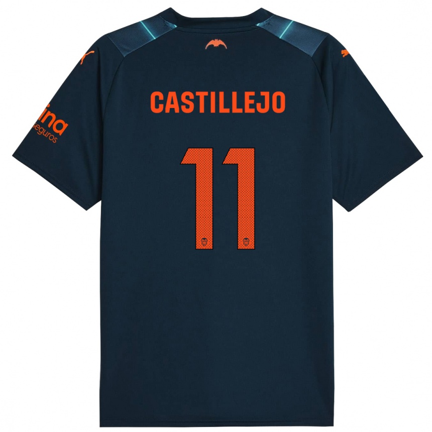 Kids Football Samu Castillejo #11 Marine Blue Away Jersey 2023/24 T-Shirt Canada