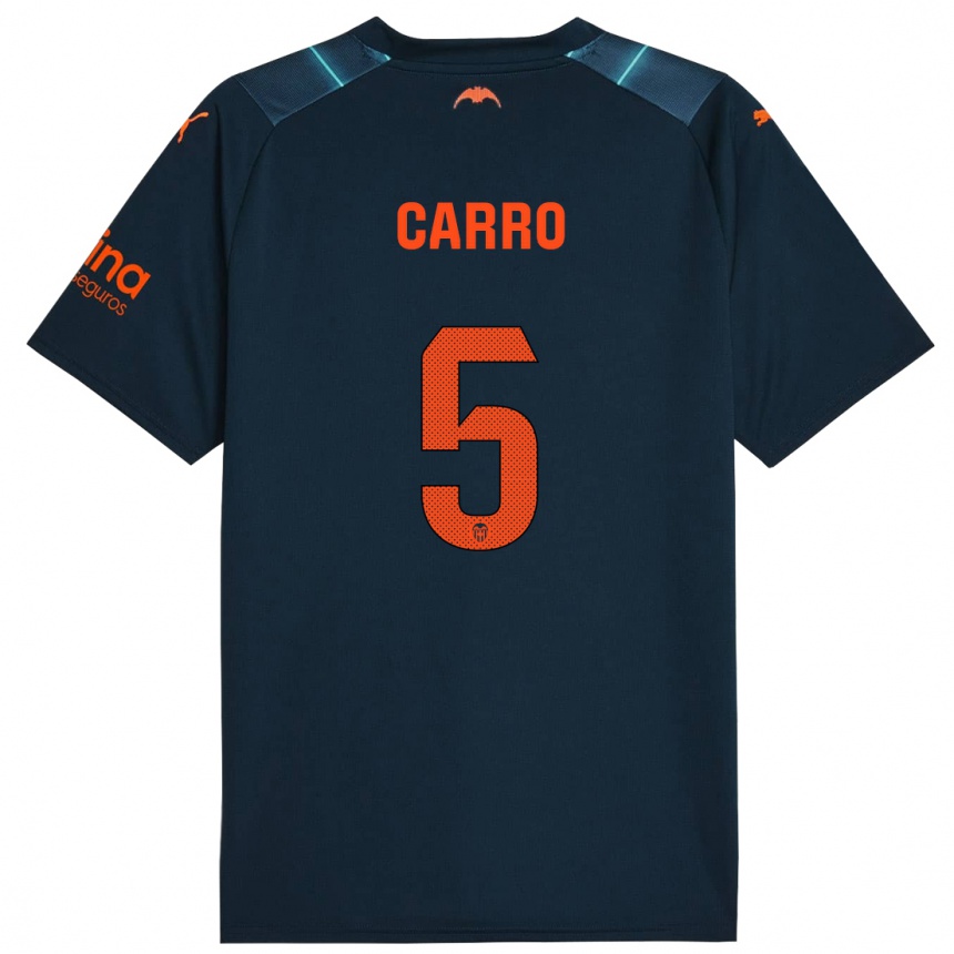 Kids Football Marta Carro #5 Marine Blue Away Jersey 2023/24 T-Shirt Canada