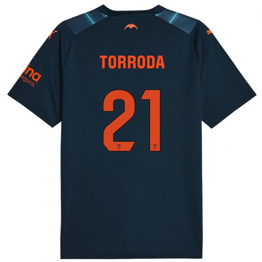 Kids Football Anna Torroda #21 Marine Blue Away Jersey 2023/24 T-Shirt Canada