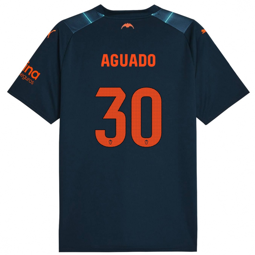 Kids Football Julia Aguado #30 Marine Blue Away Jersey 2023/24 T-Shirt Canada