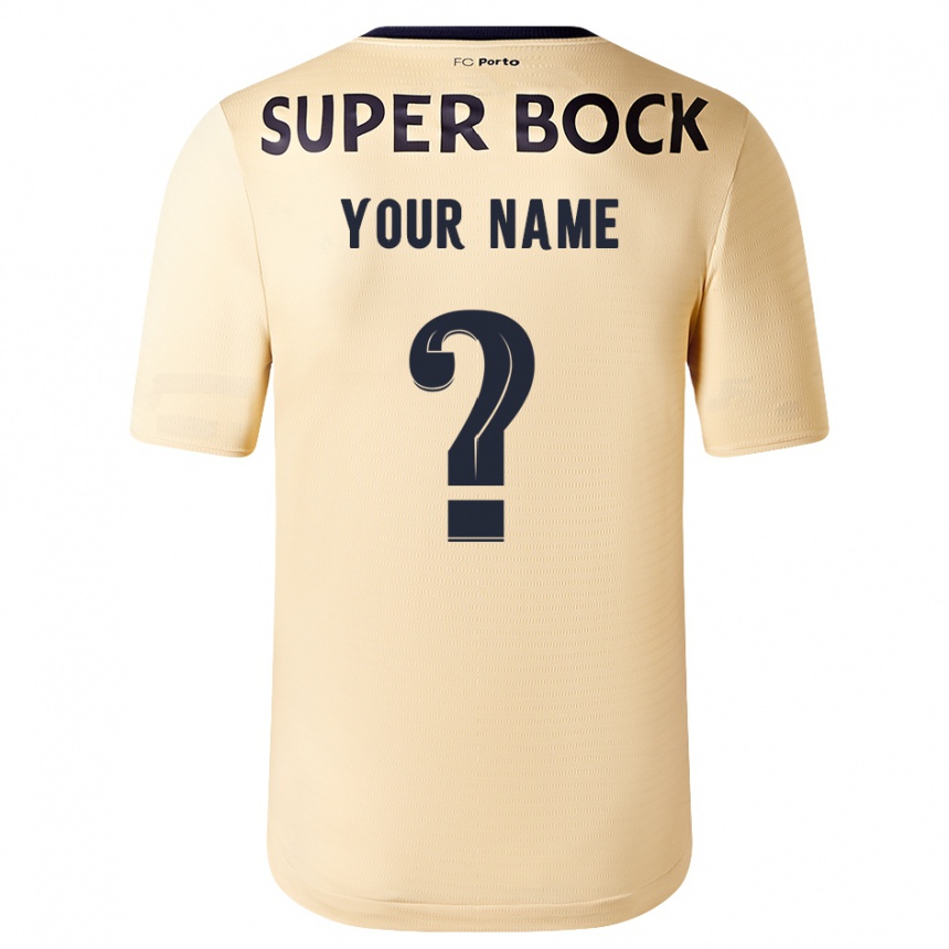 Kids Football Your Name #0 Beige-Golden Away Jersey 2023/24 T-Shirt Canada