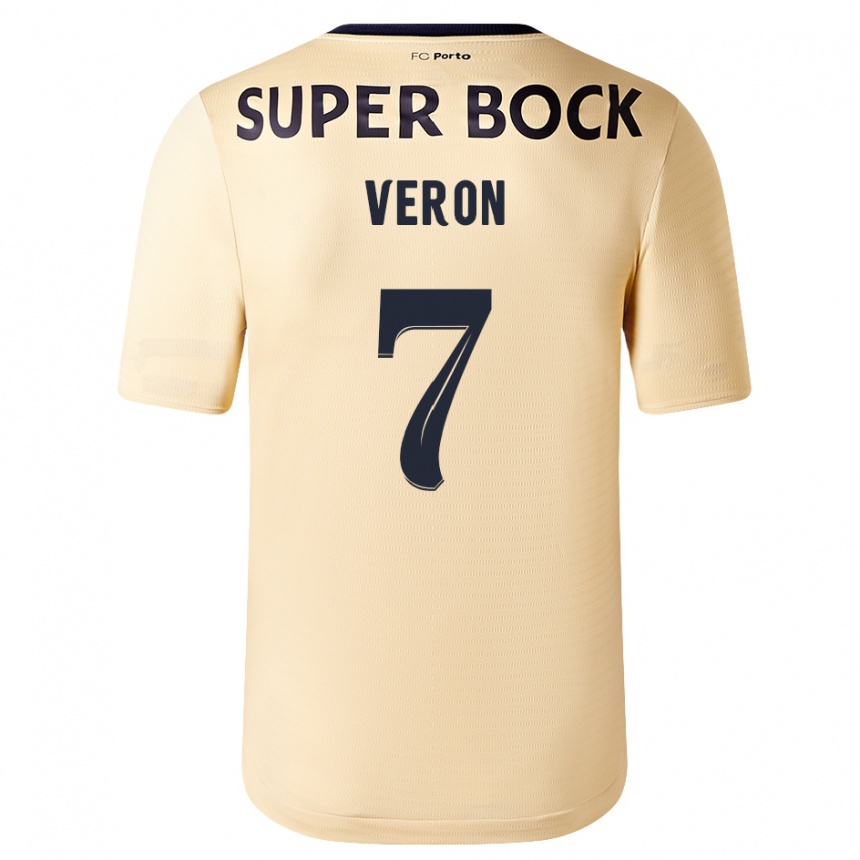 Kids Football Gabriel Veron #7 Beige-Golden Away Jersey 2023/24 T-Shirt Canada