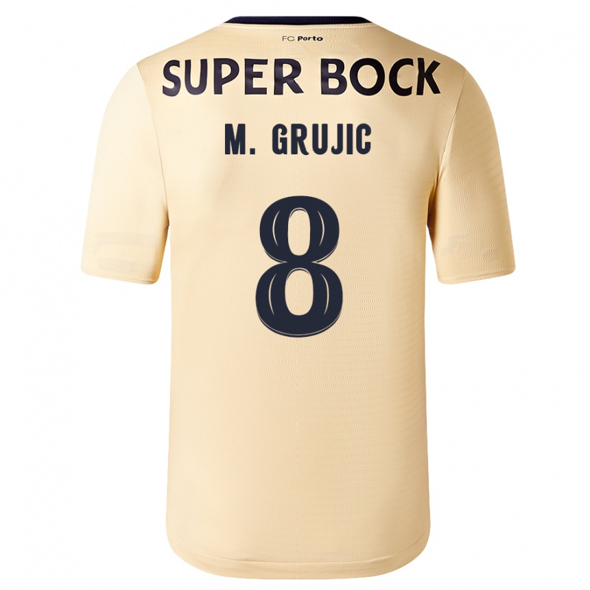 Kids Football Marko Grujic #8 Beige-Golden Away Jersey 2023/24 T-Shirt Canada