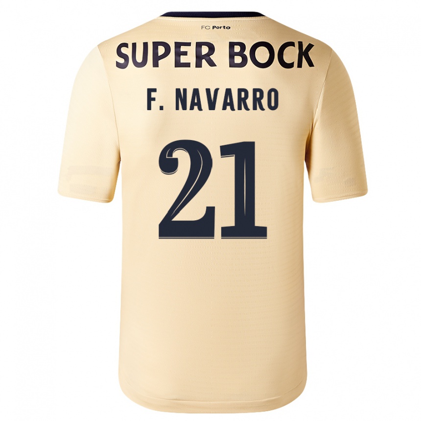 Kids Football Fran Navarro #21 Beige-Golden Away Jersey 2023/24 T-Shirt Canada