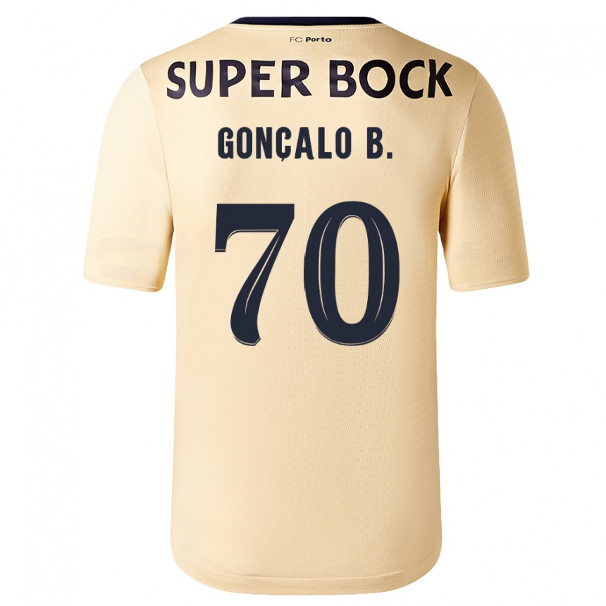 Kids Football Gonçalo Borges #70 Beige-Golden Away Jersey 2023/24 T-Shirt Canada