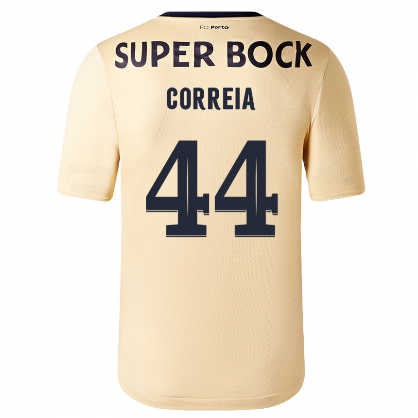 Kids Football Romain Correia #44 Beige-Golden Away Jersey 2023/24 T-Shirt Canada