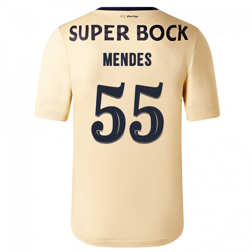 Kids Football João Mendes #55 Beige-Golden Away Jersey 2023/24 T-Shirt Canada