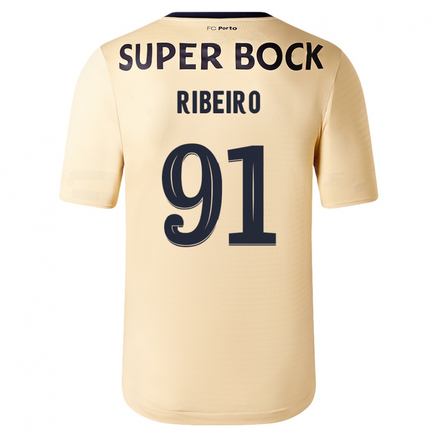 Kids Football Gonçalo Ribeiro #91 Beige-Golden Away Jersey 2023/24 T-Shirt Canada