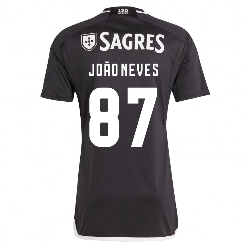 Kids Football João Neves #87 Black Away Jersey 2023/24 T-Shirt Canada