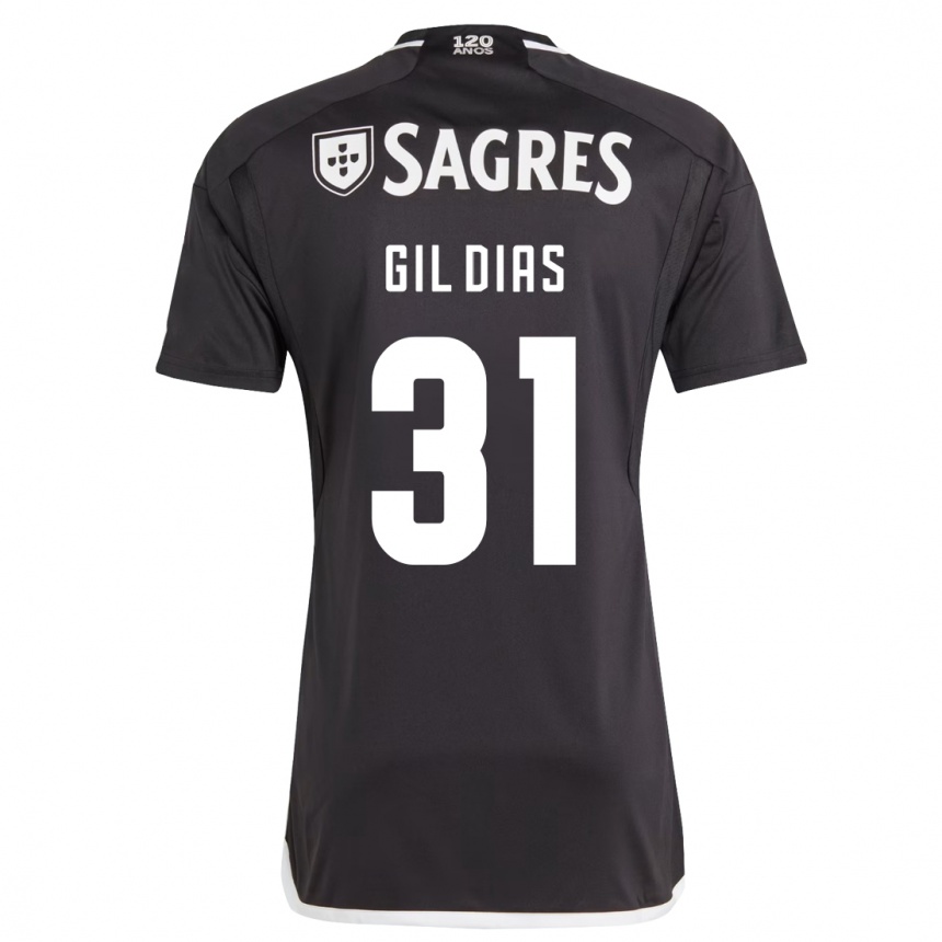 Kids Football Gil Dias #31 Black Away Jersey 2023/24 T-Shirt Canada