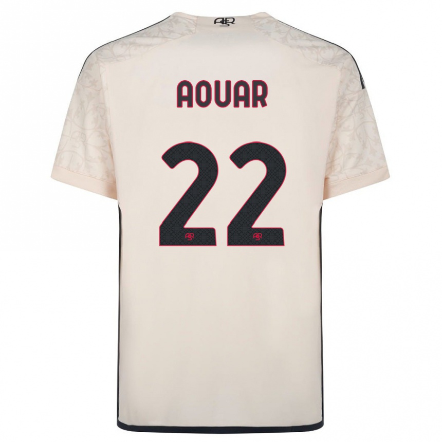 Kids Football Houssem Aouar #22 Off-White Away Jersey 2023/24 T-Shirt Canada