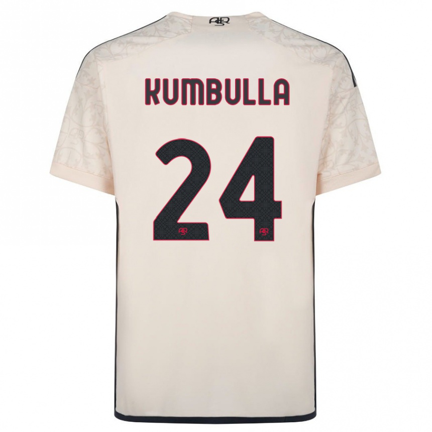 Kids Football Marash Kumbulla #24 Off-White Away Jersey 2023/24 T-Shirt Canada