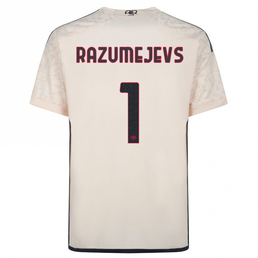 Kids Football Vladislavs Razumejevs #1 Off-White Away Jersey 2023/24 T-Shirt Canada