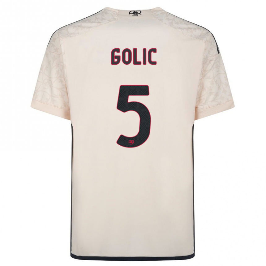 Kids Football Lovro Golic #5 Off-White Away Jersey 2023/24 T-Shirt Canada