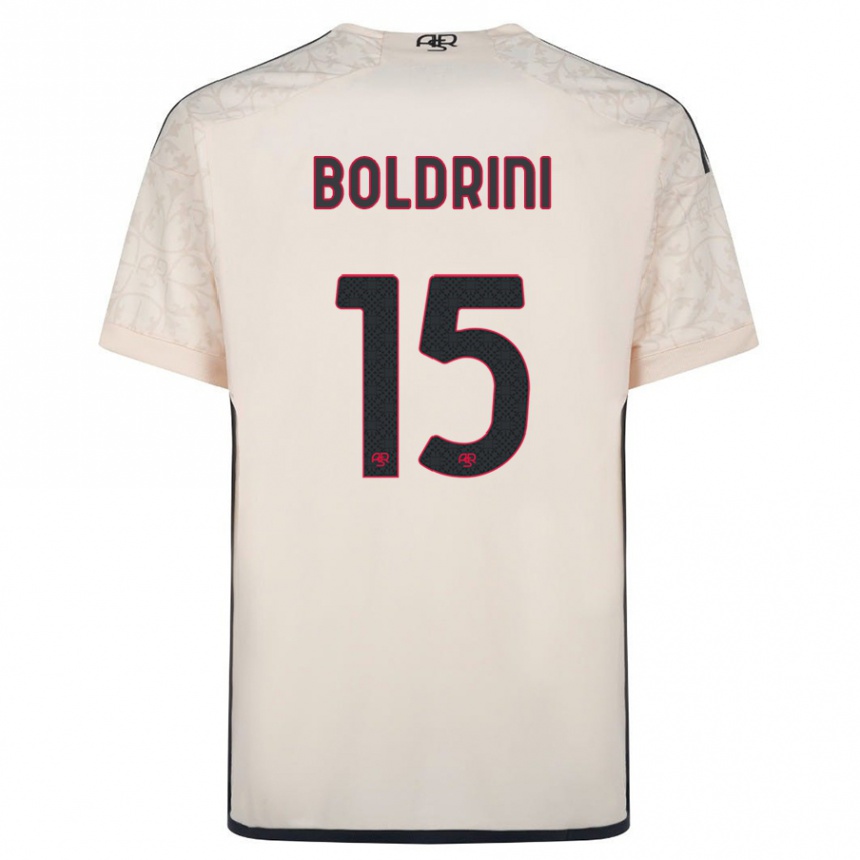 Kids Football Mattia Boldrini #15 Off-White Away Jersey 2023/24 T-Shirt Canada