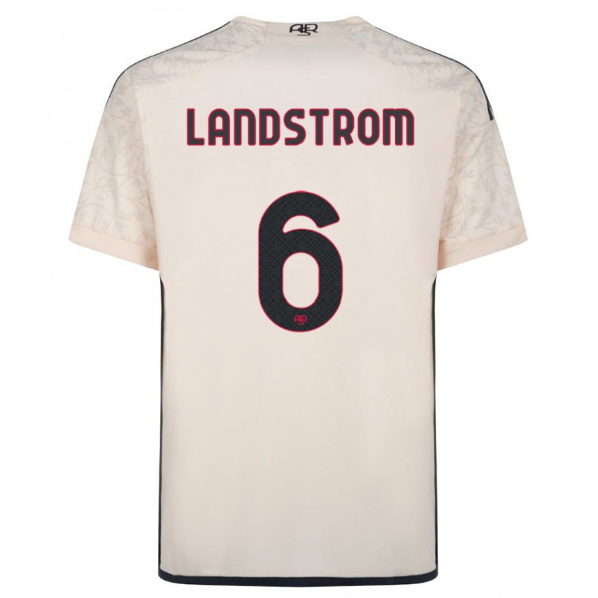 Kids Football Elin Landstrom #6 Off-White Away Jersey 2023/24 T-Shirt Canada