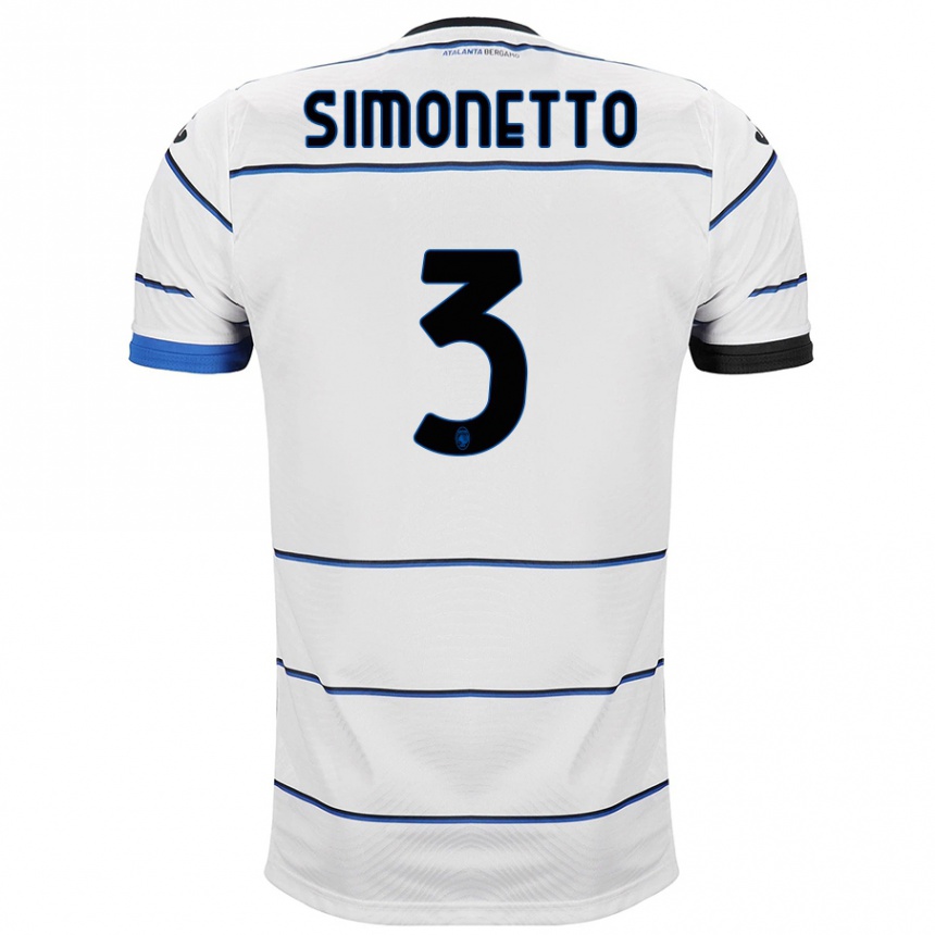 Kids Football Federico Simonetto #3 White Away Jersey 2023/24 T-Shirt Canada