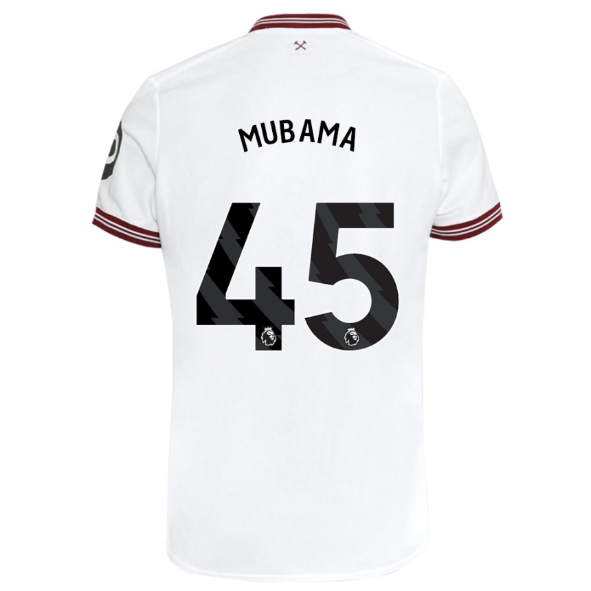 Men Football Divin Mubama #45 White Away Jersey 2023/24 T-Shirt Canada