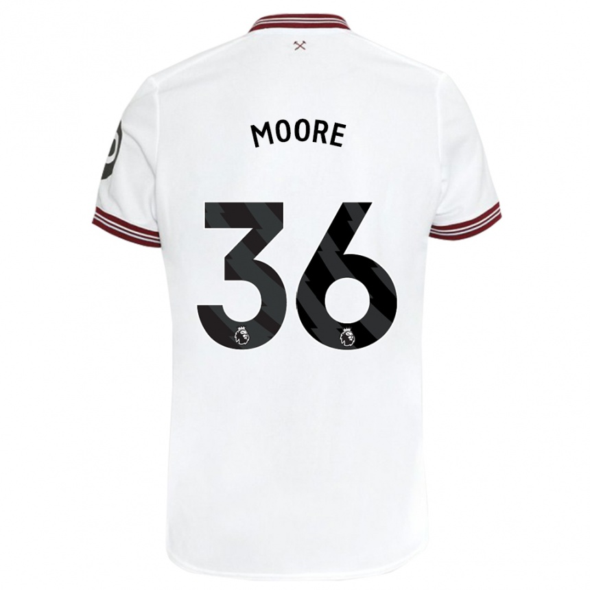 Men Football Sean Moore #36 White Away Jersey 2023/24 T-Shirt Canada