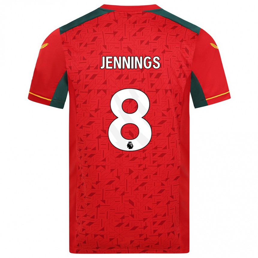 Men Football Shannie Jennings #8 Red Away Jersey 2023/24 T-Shirt Canada