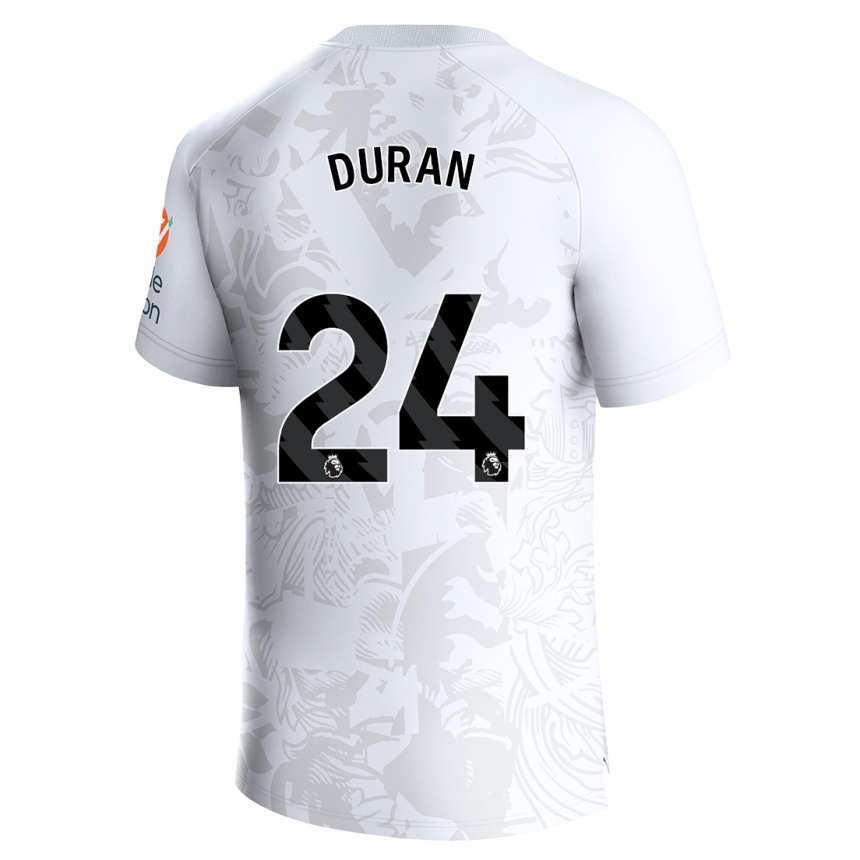 Men Football Jhon Durán #24 White Away Jersey 2023/24 T-Shirt Canada