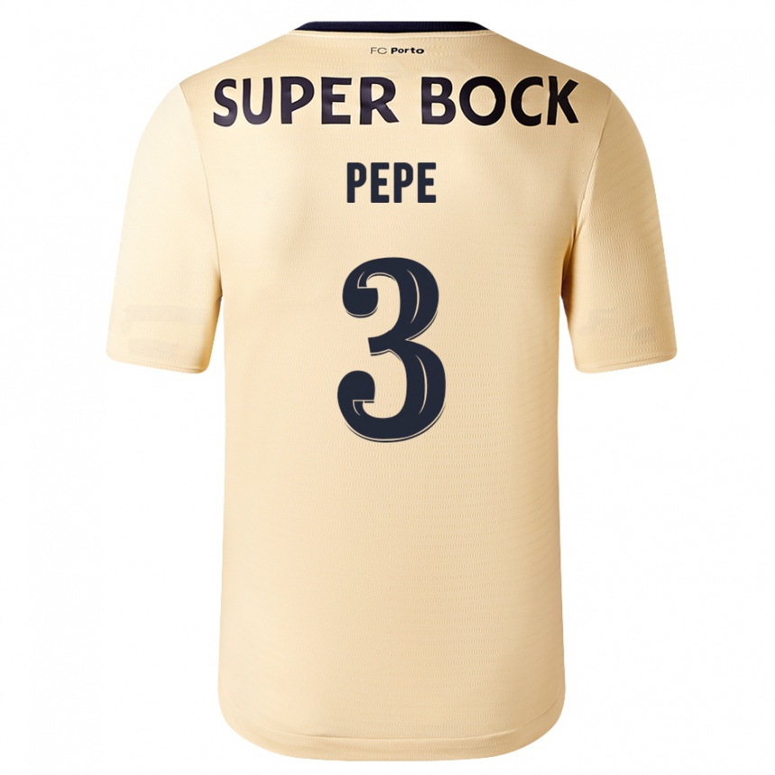 Men Football Pepe #3 Beige-Golden Away Jersey 2023/24 T-Shirt Canada