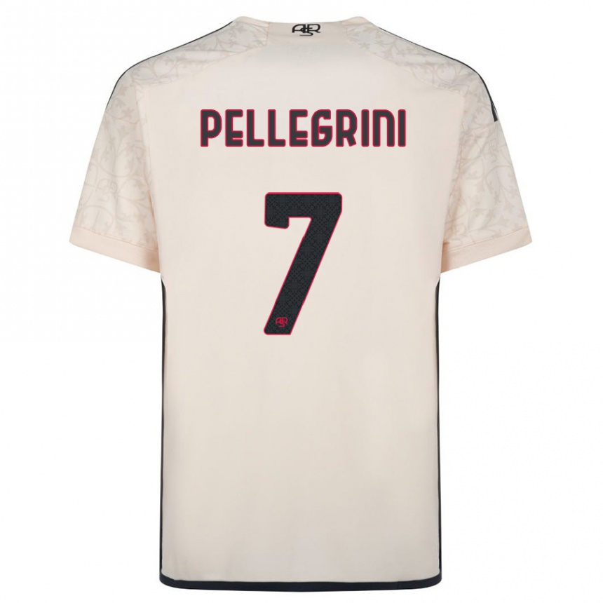 Men Football Lorenzo Pellegrini #7 Off-White Away Jersey 2023/24 T-Shirt Canada