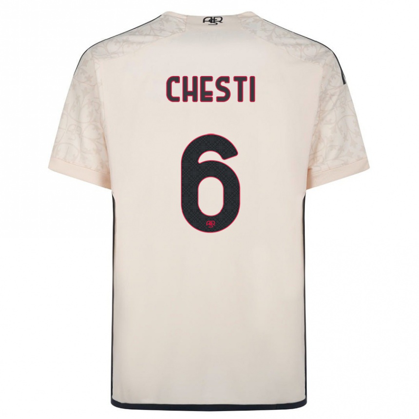 Men Football Francesco Chesti #6 Off-White Away Jersey 2023/24 T-Shirt Canada