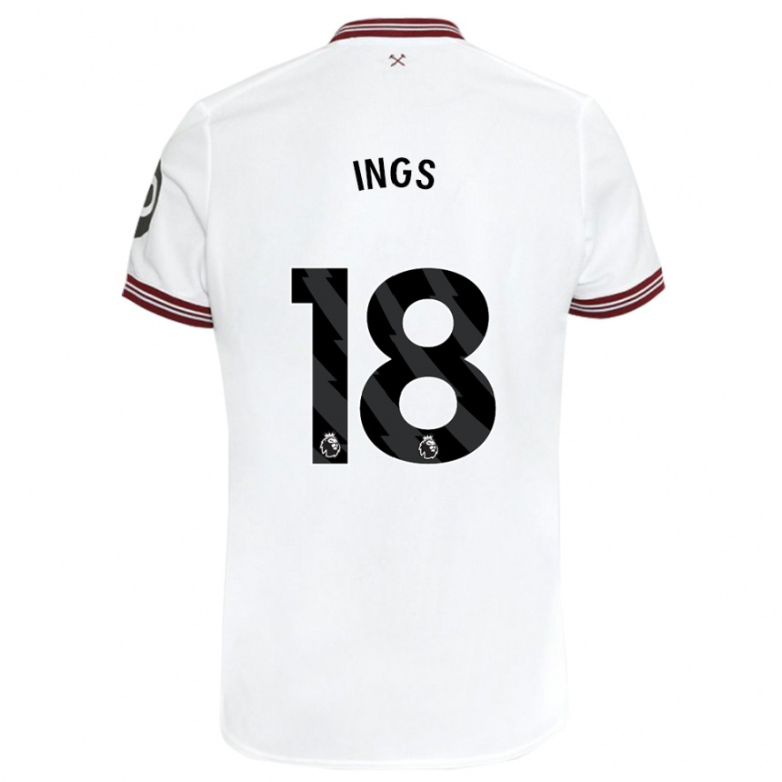 Women Football Danny Ings #18 White Away Jersey 2023/24 T-Shirt Canada